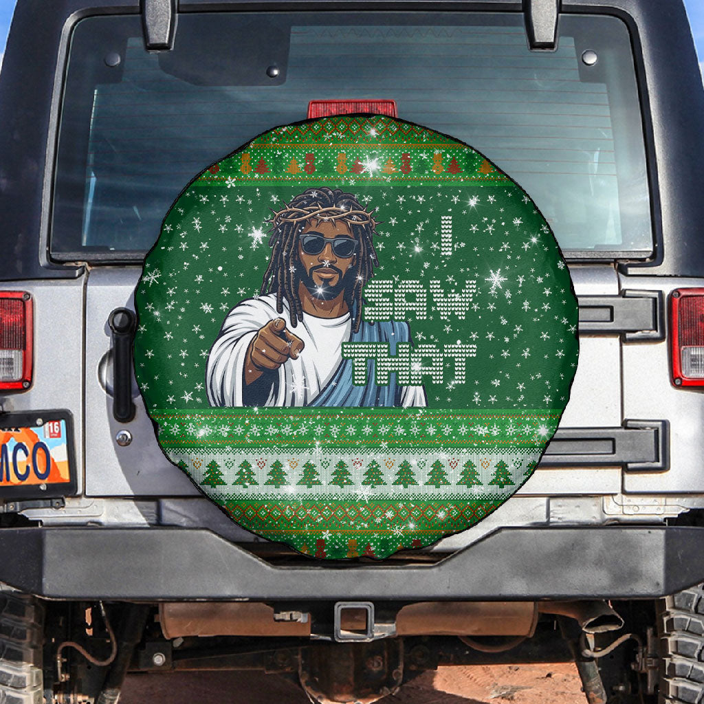 Black Jesus Merry Christmas Spare Tire Cover Santa Claus Africa - Religious Faith Holiday