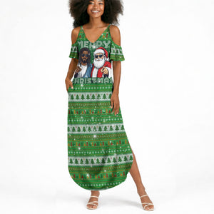 Black Jesus Merry Christmas Summer Maxi Dress Santa Claus Africa - Religious Faith Holiday