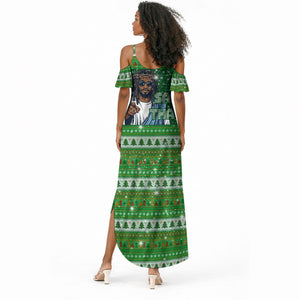 Black Jesus Merry Christmas Summer Maxi Dress Santa Claus Africa - Religious Faith Holiday