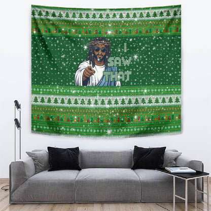 Black Jesus Merry Christmas Tapestry Santa Claus Africa - Religious Faith Holiday