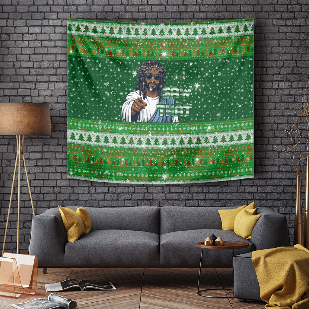 Black Jesus Merry Christmas Tapestry Santa Claus Africa - Religious Faith Holiday