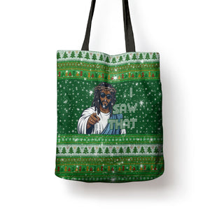 Black Jesus Merry Christmas Tote Bag Santa Claus Africa - Religious Faith Holiday