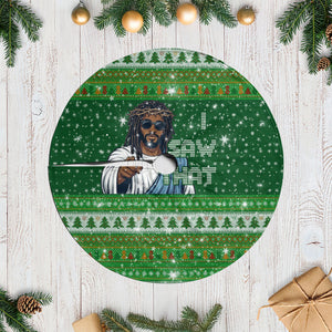 Black Jesus Merry Christmas Tree Skirt Santa Claus Africa - Religious Faith Holiday