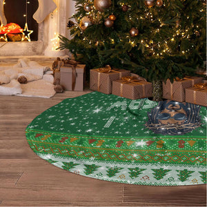 Black Jesus Merry Christmas Tree Skirt Santa Claus Africa - Religious Faith Holiday