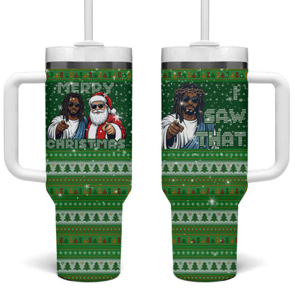 Black Jesus Merry Christmas Tumbler With Handle Santa Claus Africa - Religious Faith Holiday