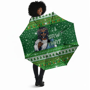 Black Jesus Merry Christmas Umbrella Santa Claus Africa - Religious Faith Holiday