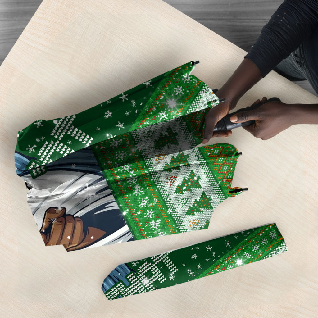 Black Jesus Merry Christmas Umbrella Santa Claus Africa - Religious Faith Holiday