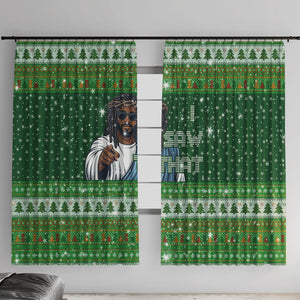 Black Jesus Merry Christmas Window Curtain Santa Claus Africa - Religious Faith Holiday