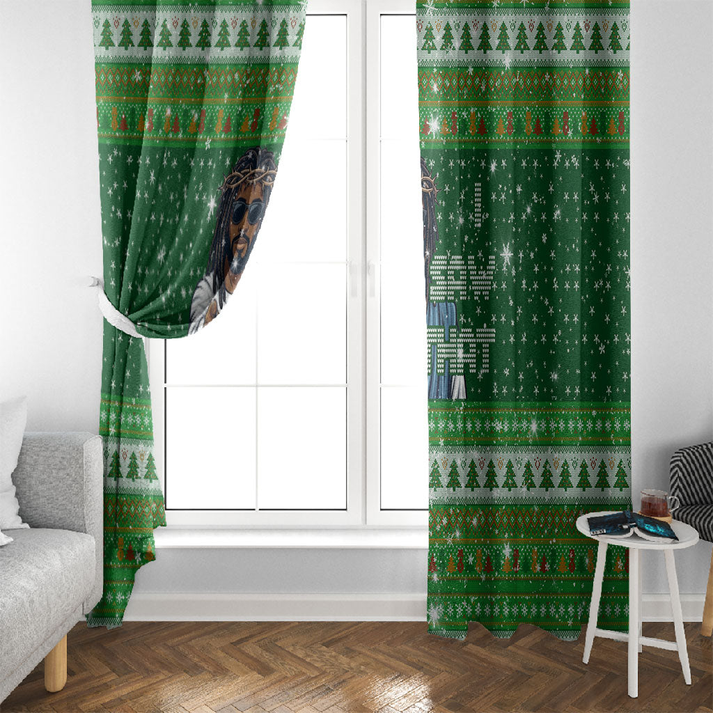 Black Jesus Merry Christmas Window Curtain Santa Claus Africa - Religious Faith Holiday