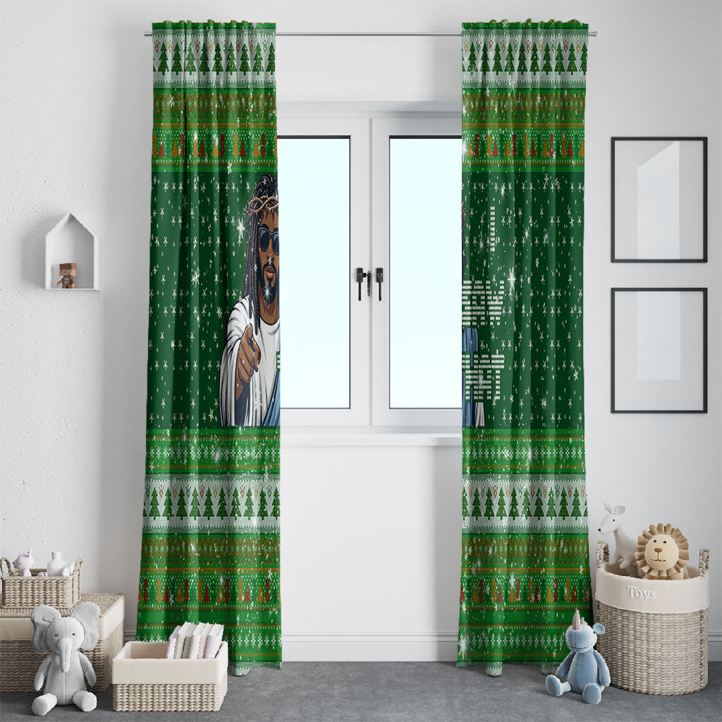 Black Jesus Merry Christmas Window Curtain Santa Claus Africa - Religious Faith Holiday