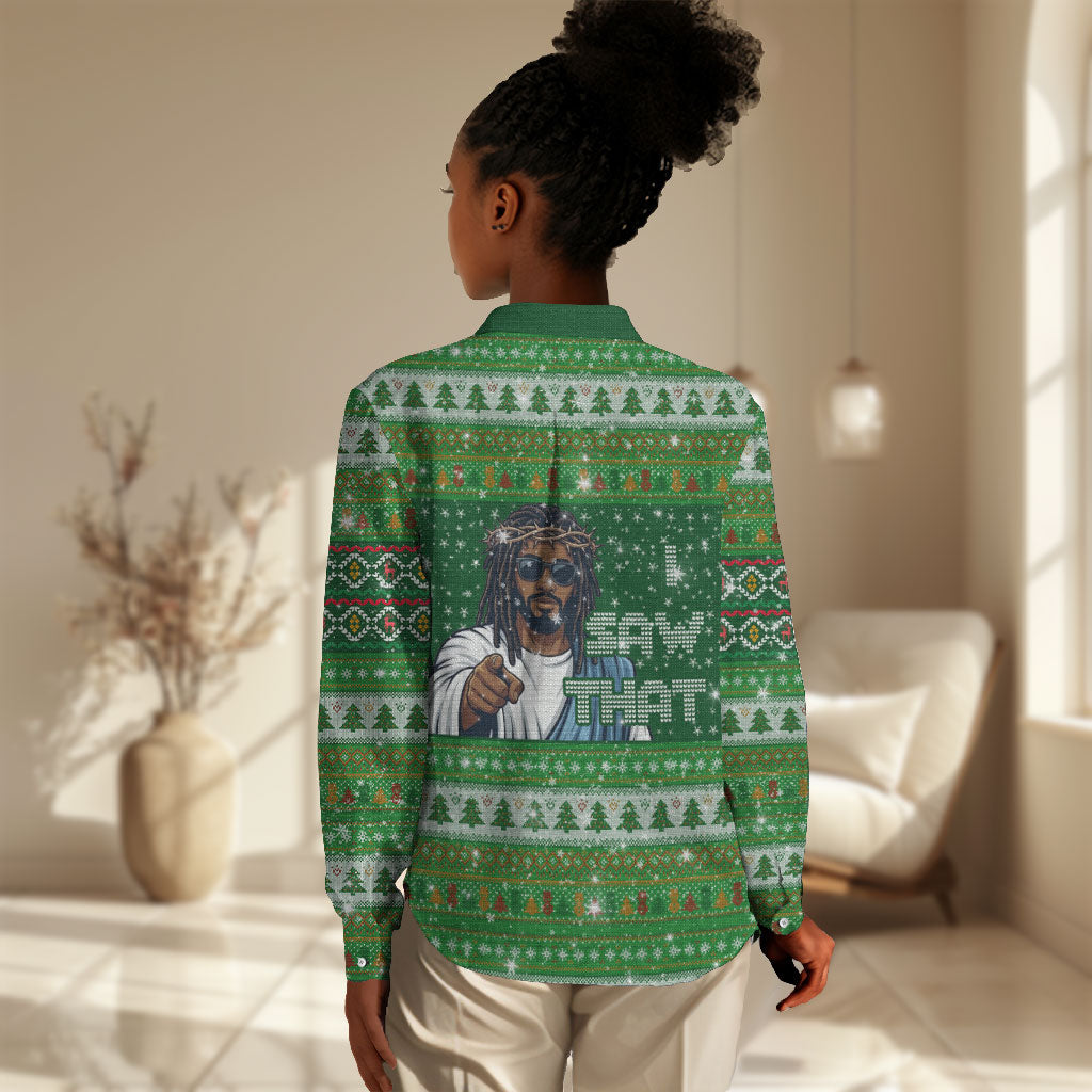 Black Jesus Merry Christmas Women Casual Shirt Santa Claus Africa - Religious Faith Holiday
