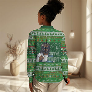 Black Jesus Merry Christmas Women Casual Shirt Santa Claus Africa - Religious Faith Holiday