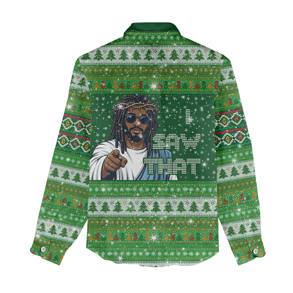 Black Jesus Merry Christmas Women Casual Shirt Santa Claus Africa - Religious Faith Holiday