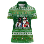 Black Jesus Merry Christmas Women Polo Shirt Santa Claus Africa - Religious Faith Holiday