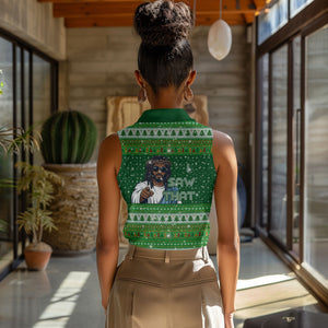 Black Jesus Merry Christmas Women Sleeveless Polo Shirt Santa Claus Africa - Religious Faith Holiday