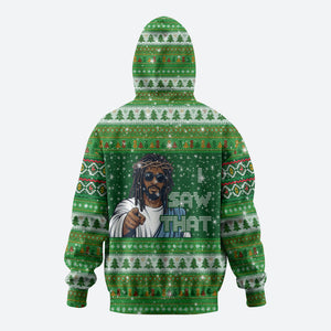 Black Jesus Merry Christmas Zip Hoodie Santa Claus Africa - Religious Faith Holiday