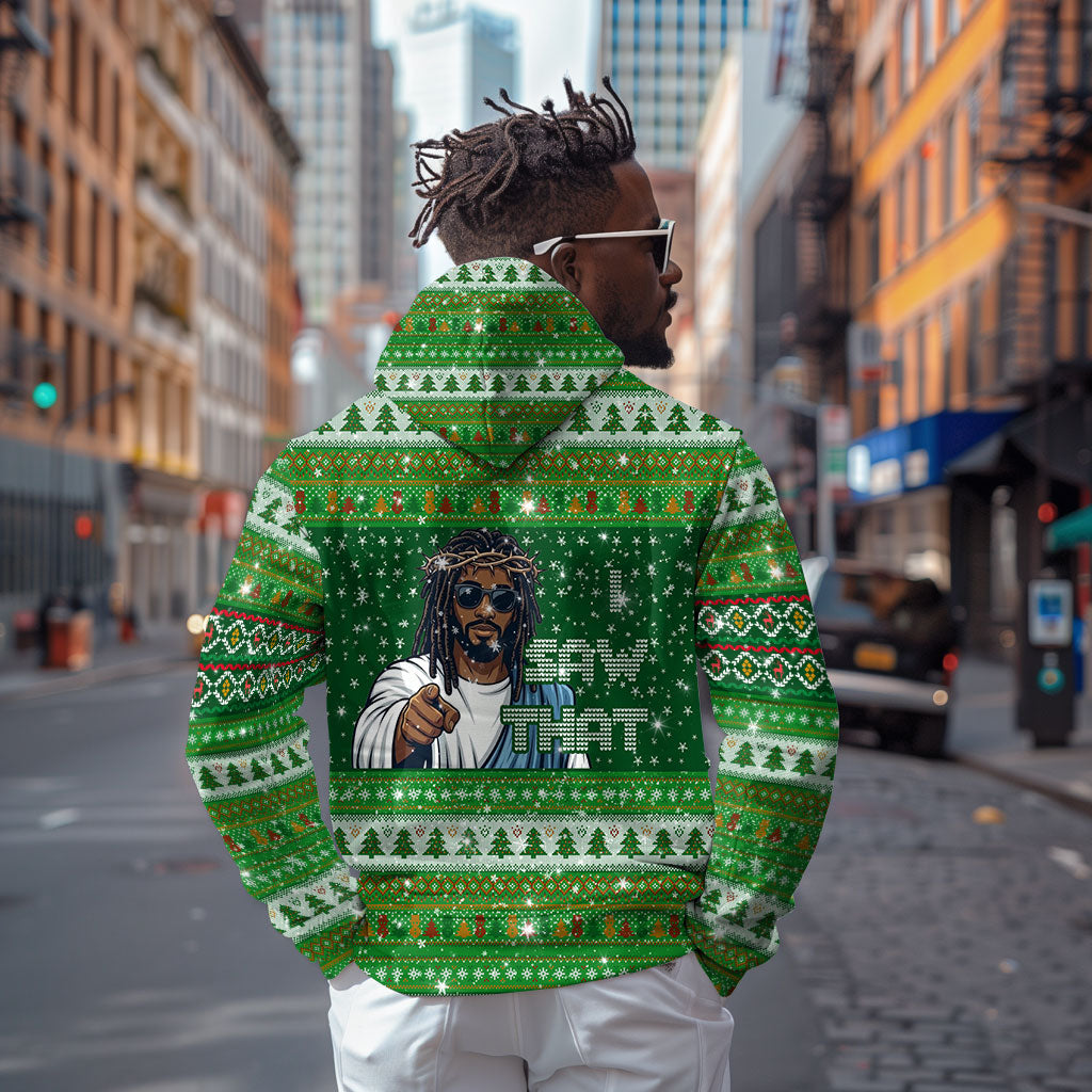Black Jesus Merry Christmas Zip Hoodie Santa Claus Africa - Religious Faith Holiday