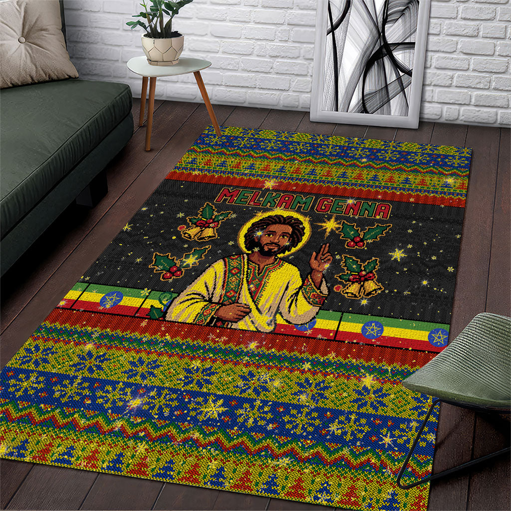 Ethiopian Melkam Genna Jesus Christmas Area Rug Melkam Genna Ethiopian Flag Jesus Christ