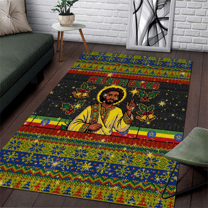Ethiopian Melkam Genna Jesus Christmas Area Rug Melkam Genna Ethiopian Flag Jesus Christ