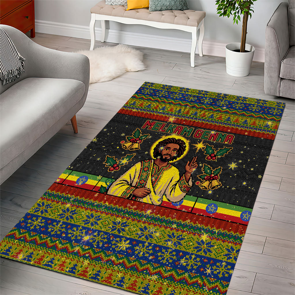 Ethiopian Melkam Genna Jesus Christmas Area Rug Melkam Genna Ethiopian Flag Jesus Christ