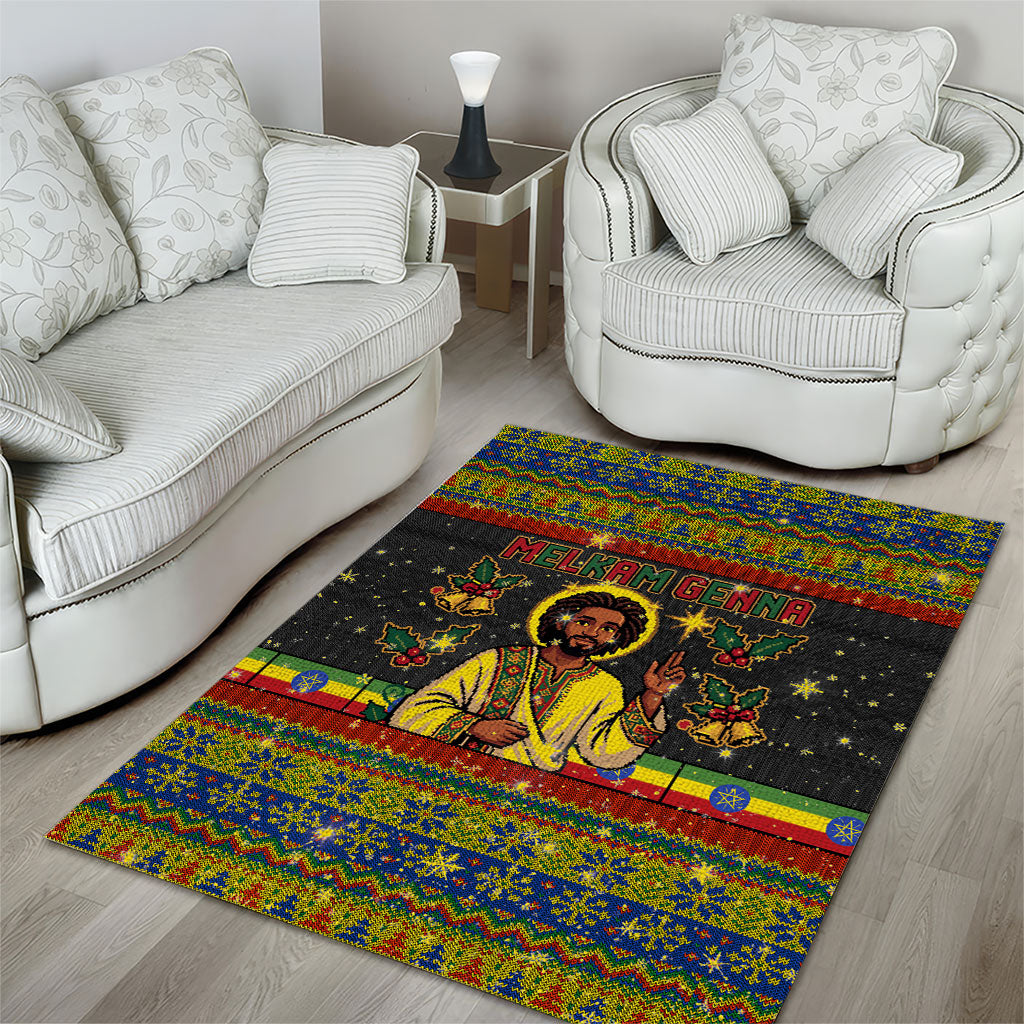 Ethiopian Melkam Genna Jesus Christmas Area Rug Melkam Genna Ethiopian Flag Jesus Christ