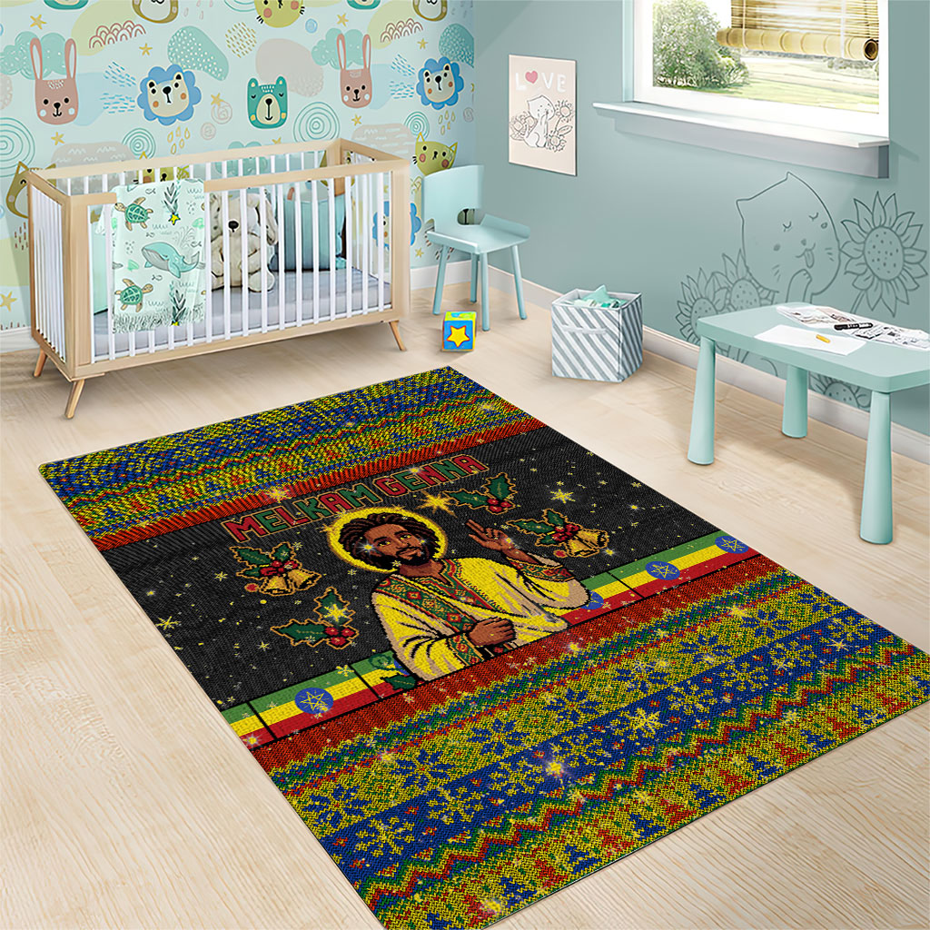 Ethiopian Melkam Genna Jesus Christmas Area Rug Melkam Genna Ethiopian Flag Jesus Christ