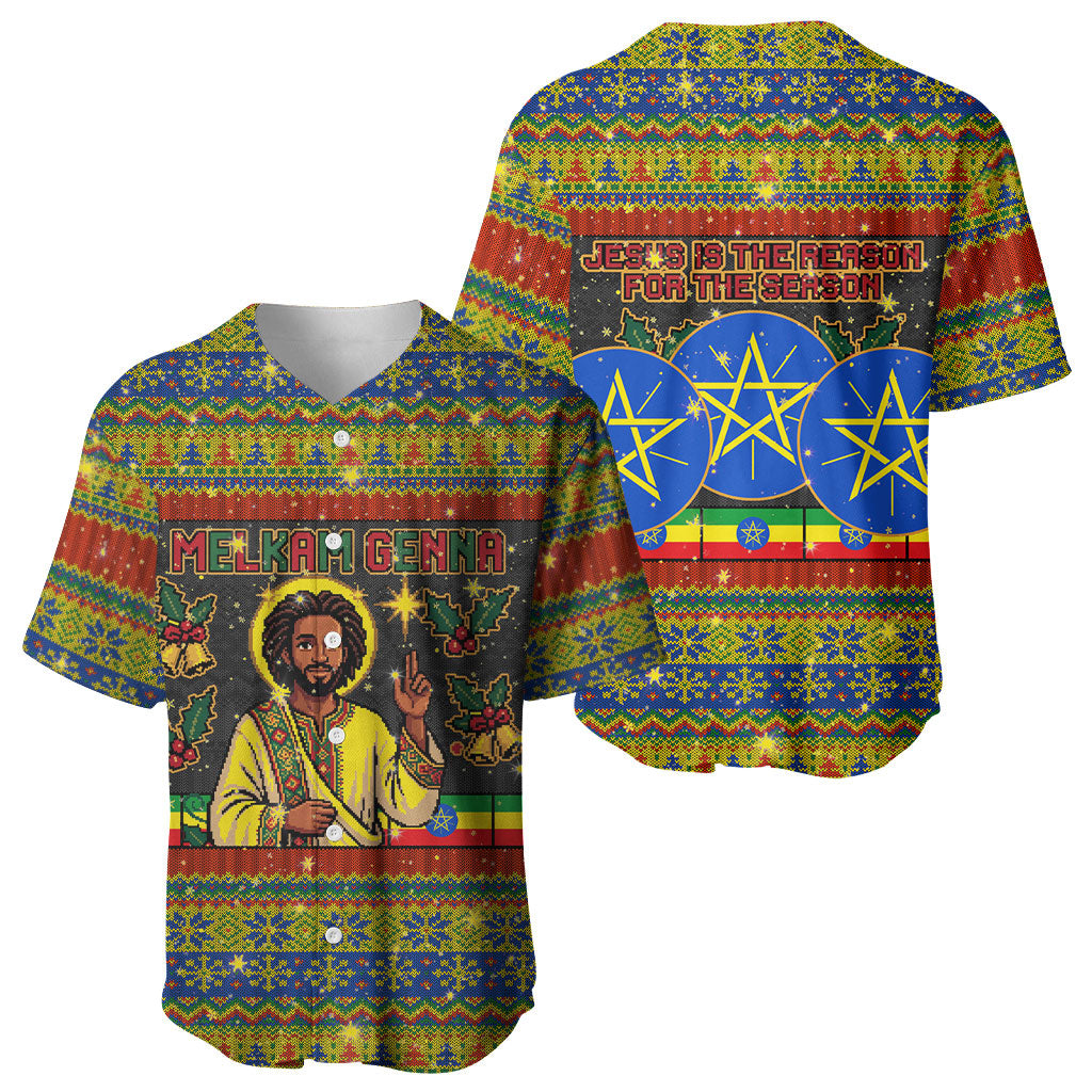 Ethiopian Melkam Genna Jesus Christmas Baseball Jersey Melkam Genna Ethiopian Flag Jesus Christ