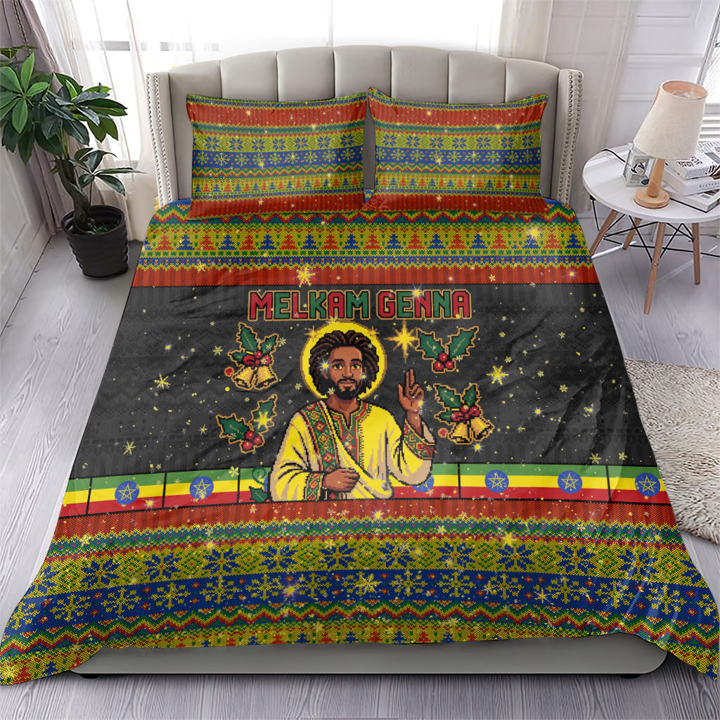 Ethiopian Melkam Genna Jesus Christmas Bedding Set Melkam Genna Ethiopian Flag Jesus Christ