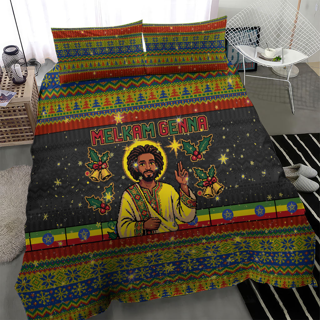 Ethiopian Melkam Genna Jesus Christmas Bedding Set Melkam Genna Ethiopian Flag Jesus Christ