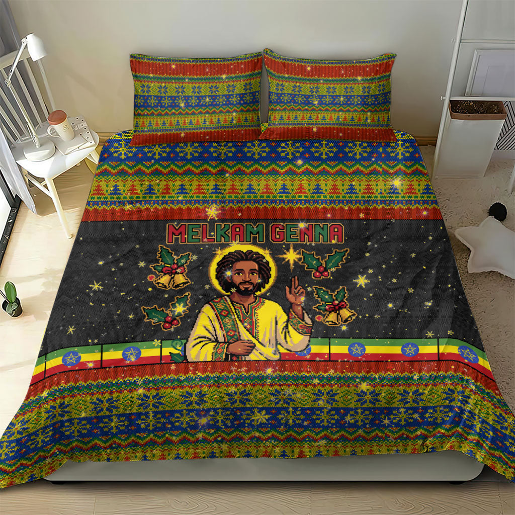 Ethiopian Melkam Genna Jesus Christmas Bedding Set Melkam Genna Ethiopian Flag Jesus Christ