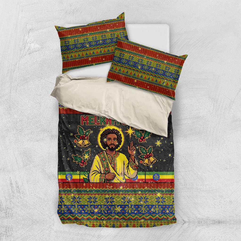 Ethiopian Melkam Genna Jesus Christmas Bedding Set Melkam Genna Ethiopian Flag Jesus Christ