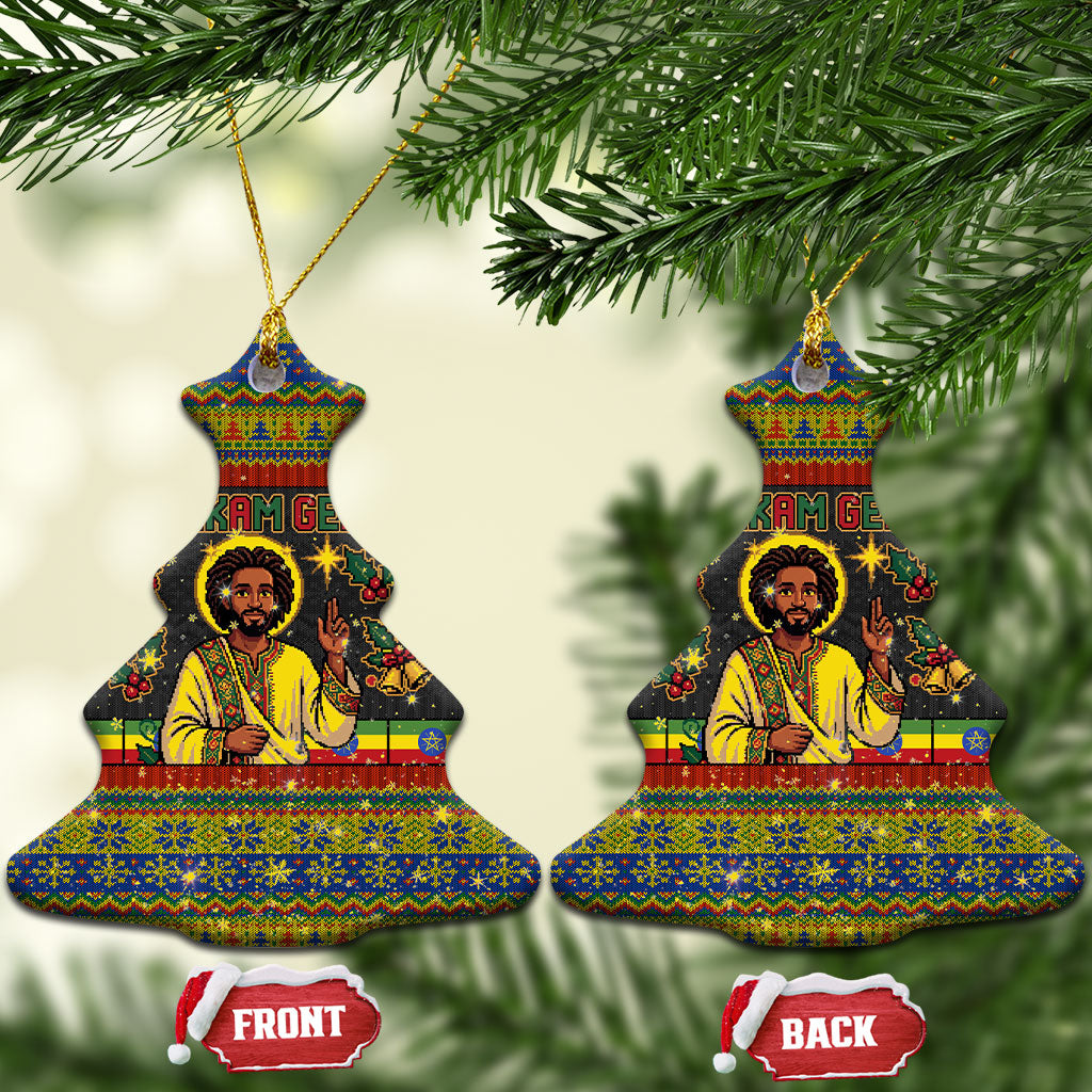 Ethiopian Melkam Genna Jesus Christmas Ceramic Ornament Melkam Genna Ethiopian Flag Jesus Christ