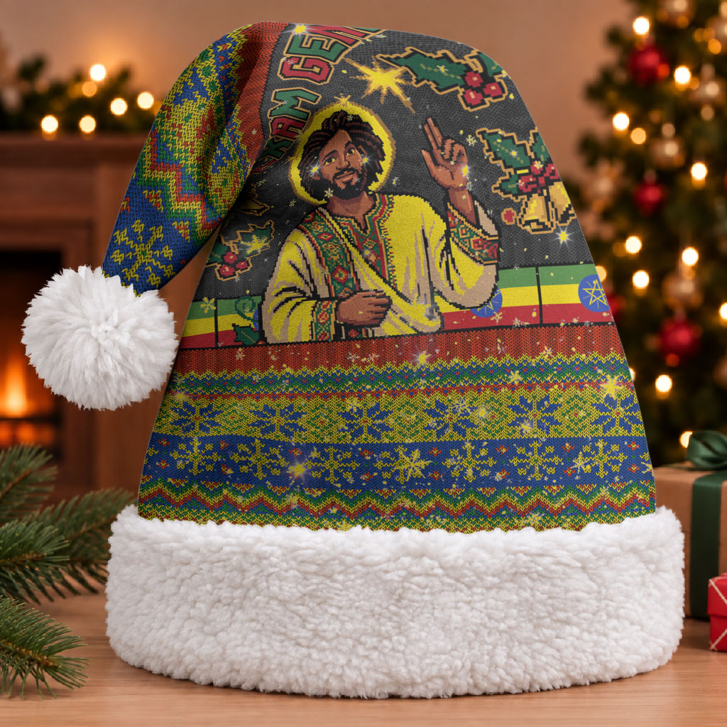 Ethiopian Melkam Genna Jesus Christmas Santa Hat Melkam Genna Ethiopian Flag Jesus Christ
