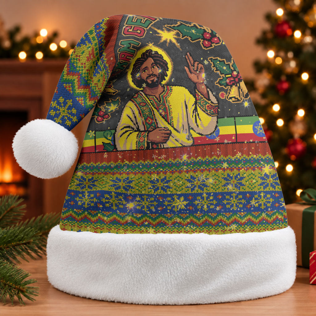 Ethiopian Melkam Genna Jesus Christmas Santa Hat Melkam Genna Ethiopian Flag Jesus Christ
