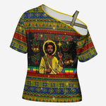 Ethiopian Melkam Genna Jesus Christmas Cross Shoulder Shirt Melkam Genna Ethiopian Flag Jesus Christ