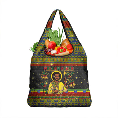 Ethiopian Melkam Genna Jesus Christmas Grocery Bag Melkam Genna Ethiopian Flag Jesus Christ