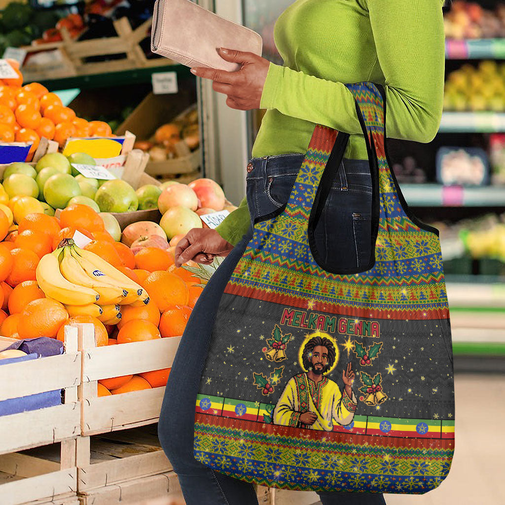 Ethiopian Melkam Genna Jesus Christmas Grocery Bag Melkam Genna Ethiopian Flag Jesus Christ