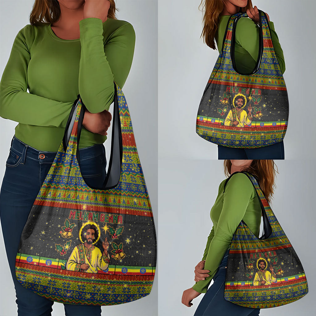 Ethiopian Melkam Genna Jesus Christmas Grocery Bag Melkam Genna Ethiopian Flag Jesus Christ