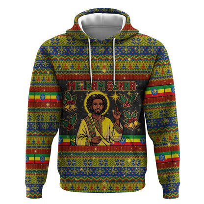 Ethiopian Melkam Genna Jesus Christmas Hoodie Melkam Genna Ethiopian Flag Jesus Christ