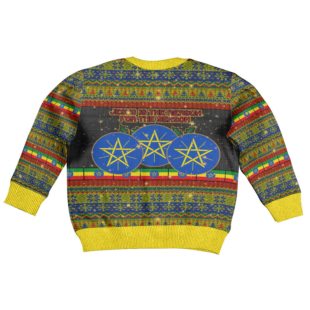 Ethiopian Melkam Genna Jesus Christmas Kid Ugly Christmas Sweater Melkam Genna Ethiopian Flag Jesus Christ