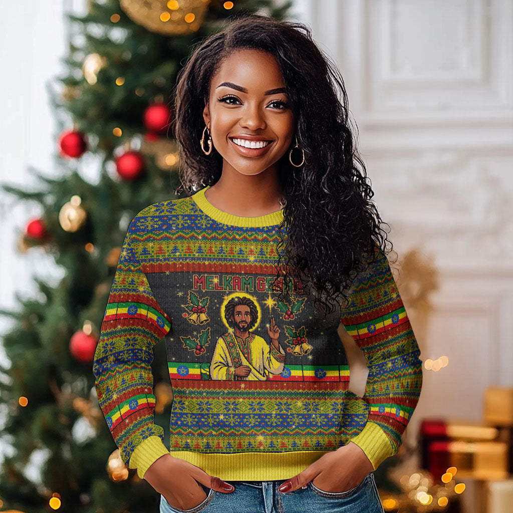 Ethiopian Melkam Genna Jesus Christmas Ugly Christmas Sweater Melkam Genna Ethiopian Flag Jesus Christ