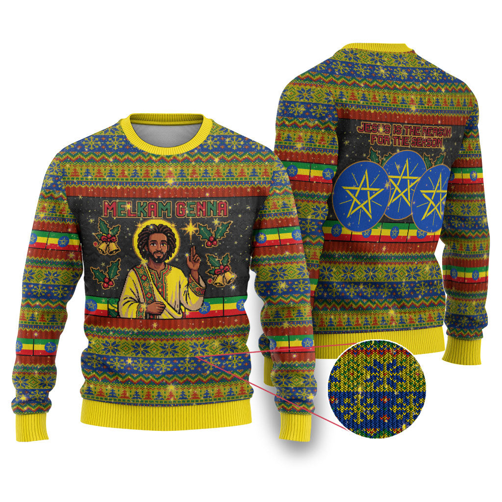 Ethiopian Melkam Genna Jesus Christmas Ugly Christmas Sweater Melkam Genna Ethiopian Flag Jesus Christ