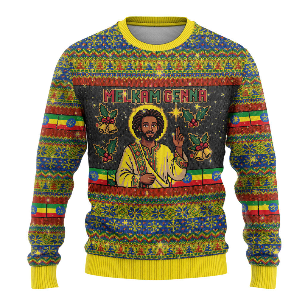 Ethiopian Melkam Genna Jesus Christmas Ugly Christmas Sweater Melkam Genna Ethiopian Flag Jesus Christ