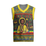 Ethiopian Melkam Genna Jesus Christmas Knitted V-Neck Vest Melkam Genna Ethiopian Flag Jesus Christ