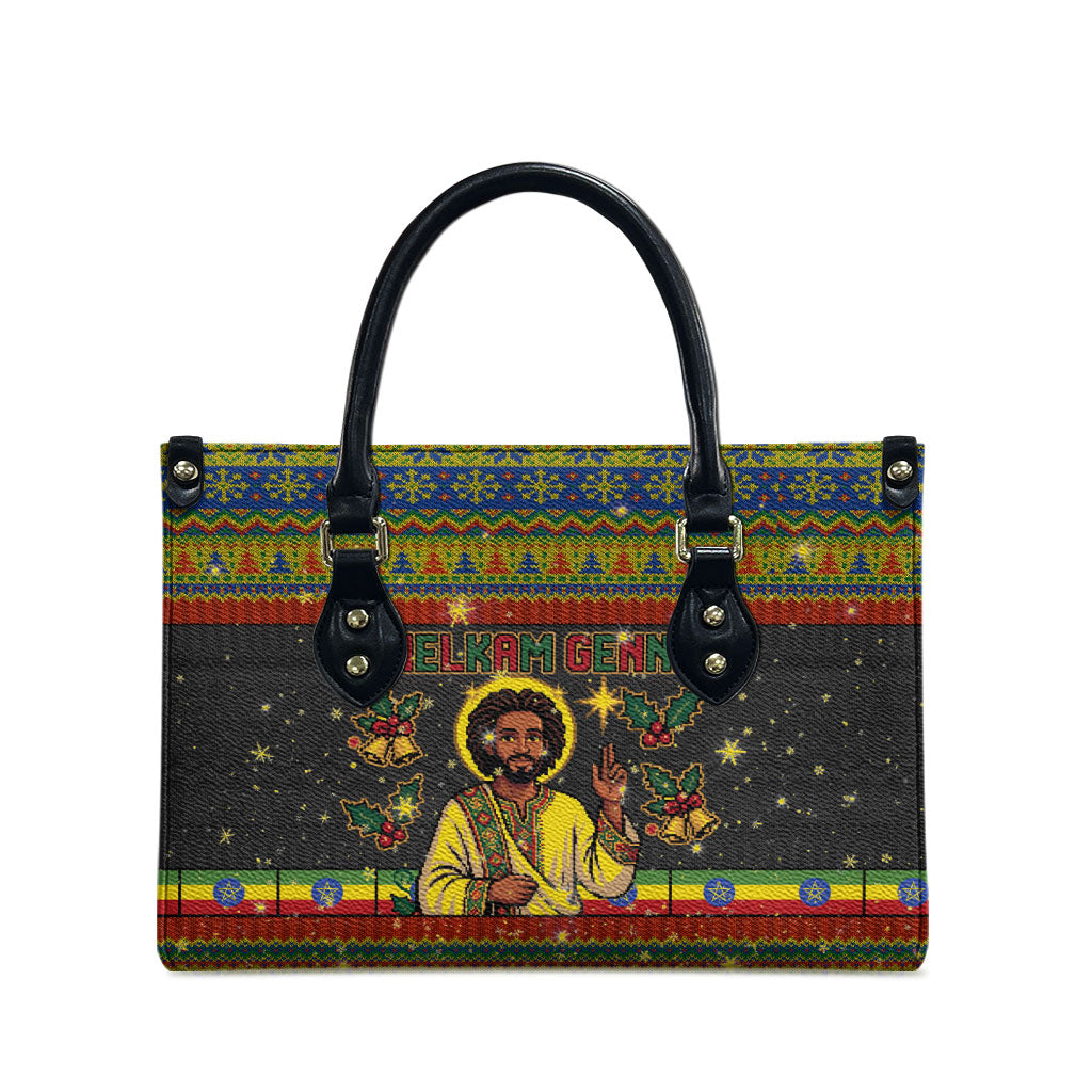 Ethiopian Melkam Genna Jesus Christmas Leather Bag Melkam Genna Ethiopian Flag Jesus Christ