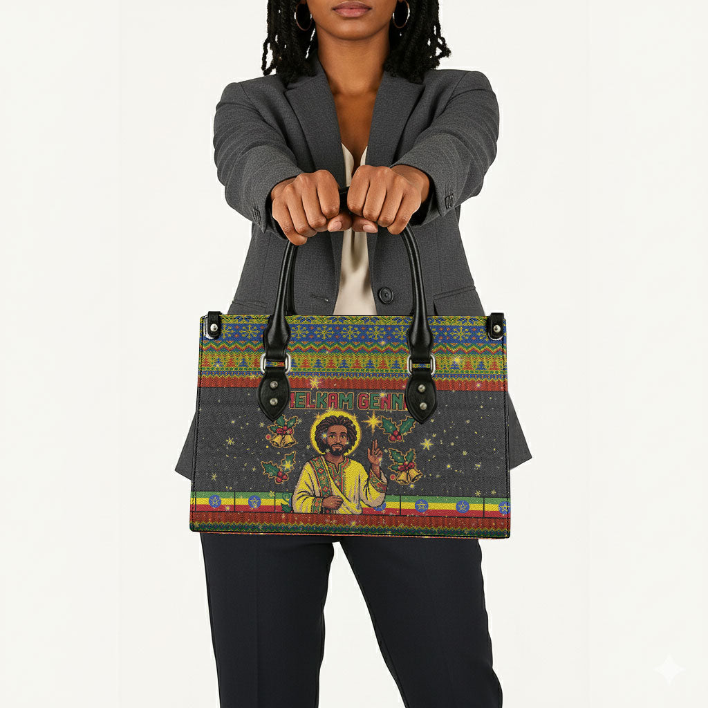 Ethiopian Melkam Genna Jesus Christmas Leather Bag Melkam Genna Ethiopian Flag Jesus Christ