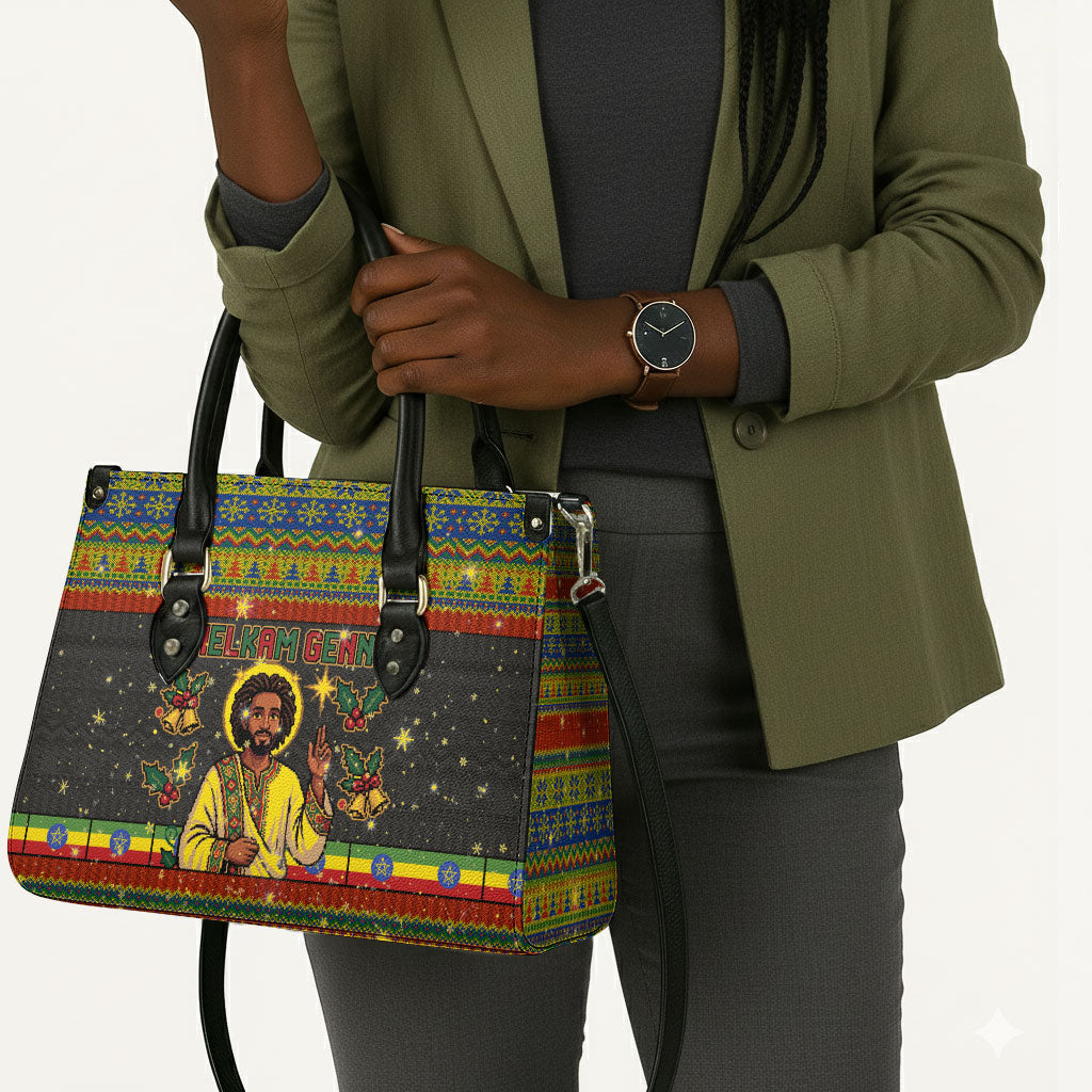 Ethiopian Melkam Genna Jesus Christmas Leather Bag Melkam Genna Ethiopian Flag Jesus Christ
