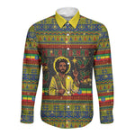 Ethiopian Melkam Genna Jesus Christmas Long Sleeve Button Shirt Melkam Genna Ethiopian Flag Jesus Christ