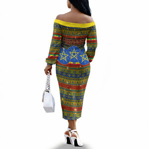 Ethiopian Melkam Genna Jesus Christmas Off The Shoulder Long Sleeve Dress Melkam Genna Ethiopian Flag Jesus Christ