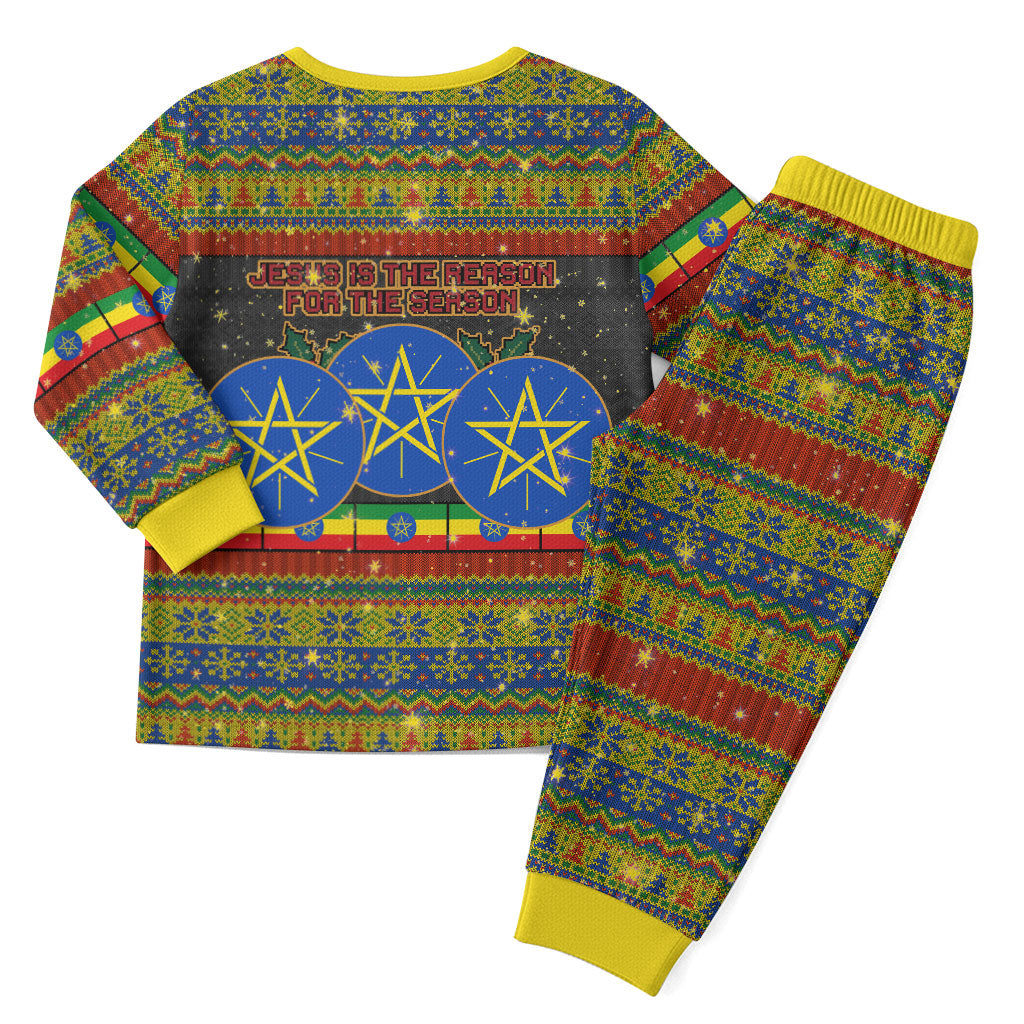 Ethiopian Melkam Genna Jesus Christmas Pajama Set Melkam Genna Ethiopian Flag Jesus Christ